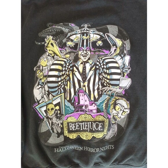Beetlejuice Pullover Hoodie Kids XL Black Long Sleeve Front Pocket - Picture 2 of 8
